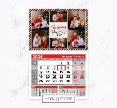 Семеен коледен календар колаж с интересен надпис Christmas moments и 6 Ваши снимки